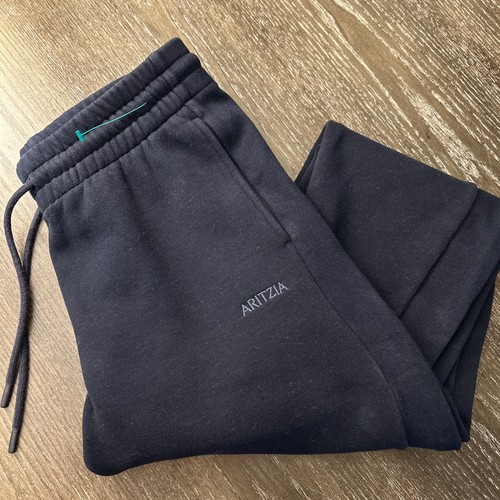 Aritzia TNA Sweatfleece Cozy Fleece Boyfriend Joggers Size Small Navy Blue