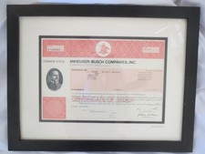 Anheuser-Busch Companies, Inc. Corporate Stock Certificate  2008 framed
