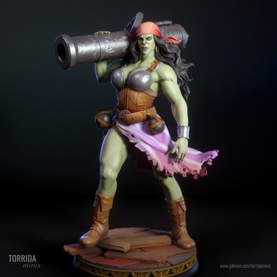 Boomka, sexy Orc Pirate, Girl, sexy Pin Up, Figur, 3D Druck, Statue, UNBEMALT