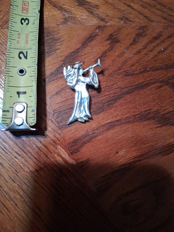 Handmade Sterling Silver Angel Pin  With 14k  Halo 
