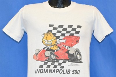 vintage 80s GARFIELD INDIANAPOLIS INDY GRAND PRIX 500 MILE t-shirt RACING S