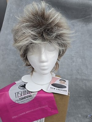 Layered Short Blond/Red Pixi Cut Wig, Ombre Natural Look