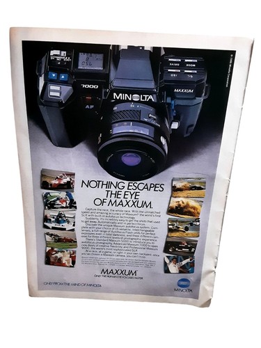 1987 Minolta Maxxum 7000 AF Camera Vintage Photography Print Ad