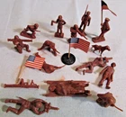 1960's Battleground Playset Timmee Rare RED color WW2 army soldiers flags Marx