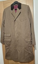 Charles Tyrwhitt brown/beije pure wool velvet collar Covert overcoat UK 44