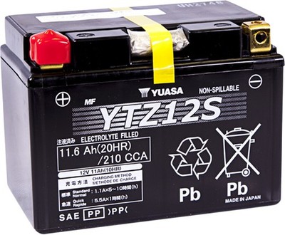 Yuasa YTZ12S Factory Activated AGM Maintenance Free Battery 12V 11Ah 210 CCA