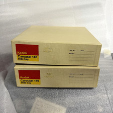 Lot of 2 Kodak Carousel 140 Slide Trays w/ Retaining Clips original boxes