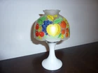 Vintage Westmoreland satin / milk glass fruit fairy lamp