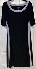Lauren Ralph Lauren 12 Black Gray Color Block Sheath Dress Side Ruched Stretch