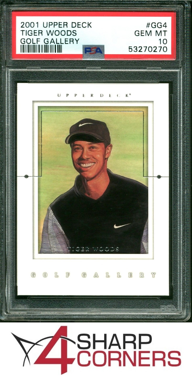 2001 UPPER DECK GALLERY GOLF #GG4 TIGER WOODS RC HOF PSA 10