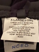 USGI POLARTEC FLEECE BLACK OVERALLS SIZE XL-Long one only