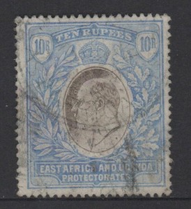 East Africa 1904 - 1907 KEVII 10r Multi Crown Sc 29A VF Used CV $450