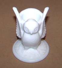 Antique White Glass Toothpick Holder OWL