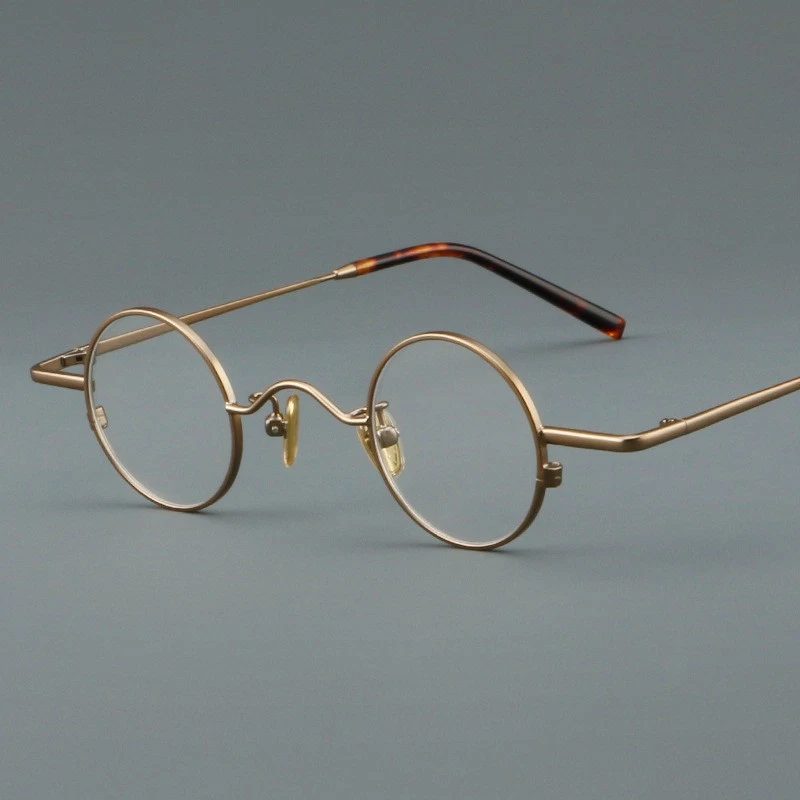 Small Round Eyeglass Frames Men Women Full Rim 35mm Glasses Retro Metal Eyewear - Image 2 of 4