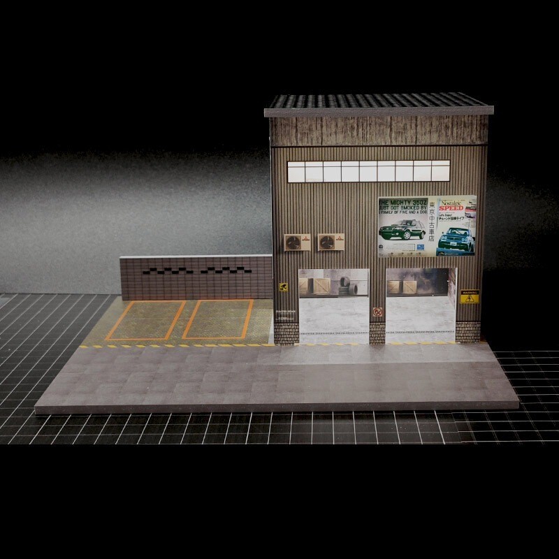 164 Diorama Parkplatz Modell LED Lichit Garage Szene Modell Display Case DE