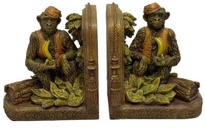 VTG decor Circus Monkey Book Ends NICE CBK Ltd 1998 Tropical Monkey Bookends