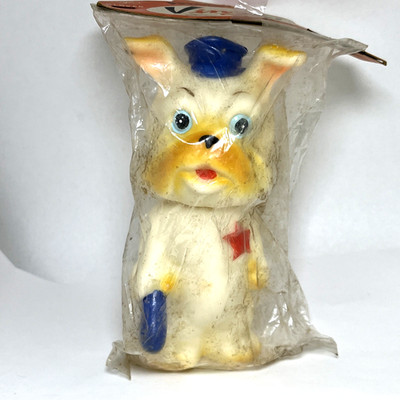 Vintage 1950s Clover Toy Co Rubber Vinyl Dog Sheriff Deputy Original Packaging