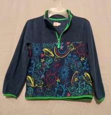 Wonder Nation sz:S 6-7Y Kids Boys Quarter Zip Fleece Sweater Cat Space Blue