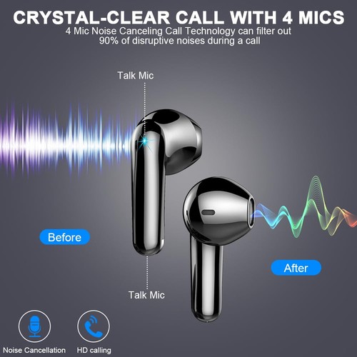 Wireless Earbud Bluetooth 5.3 Headphones 50H Playtime Stereo Bass Ear Buds USED - Picture 5 of 9