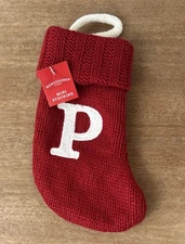 Wondershop Monogram Mini Christmas Stocking Initial Letter P Red Knit 8” Holiday