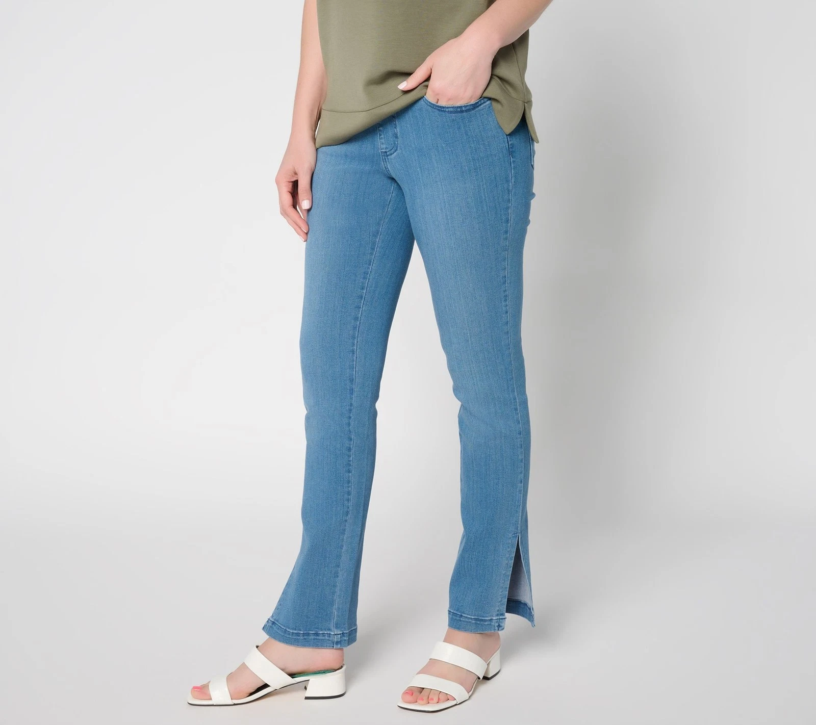 Belle by Kim Gravel Women's Plus Sz Pants 18 Primabelle Denim Vented Blue