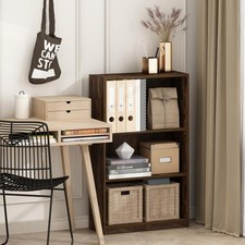 JAYA Simple Home 3-Tier Adjustable Shelf Bookcase, Amber Pine
