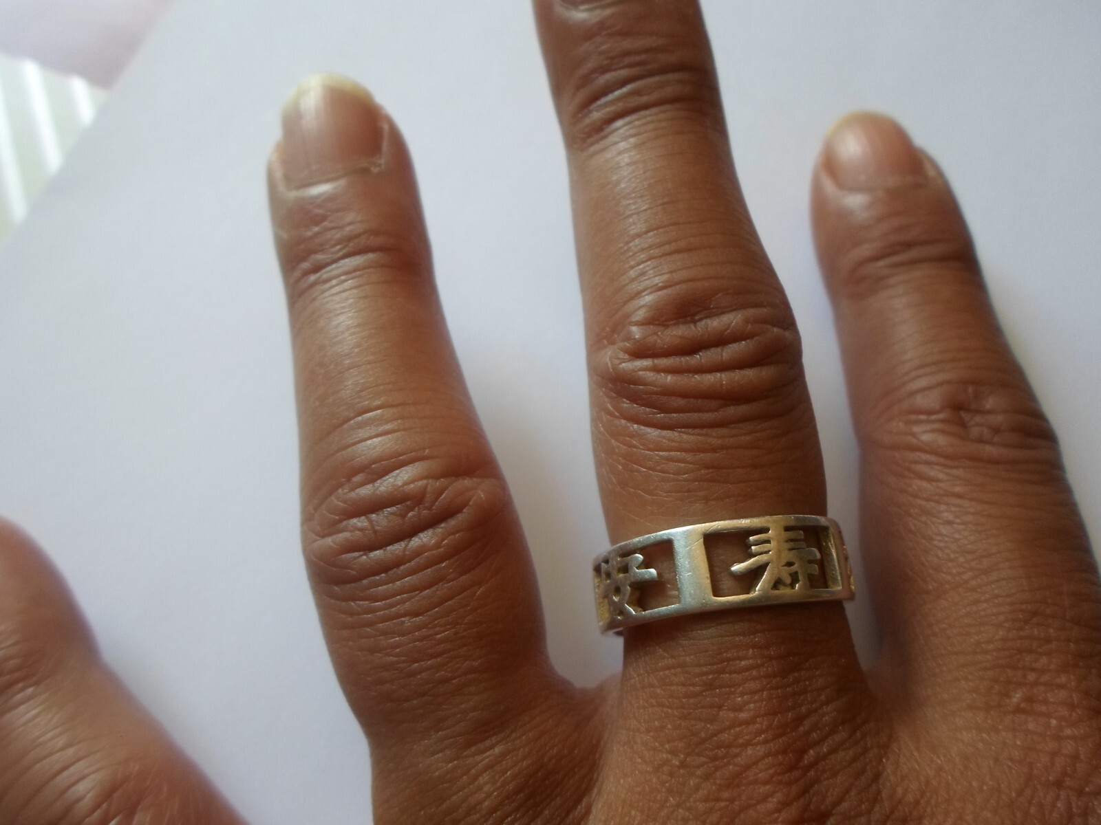 solid silver ring, ring, Asian symbols, openwork,… - image 4