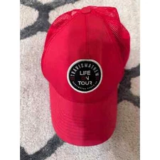 Travis Mathew Snapback Trucker Hat Men's Red Life on Tour Flexfit Sponsorship