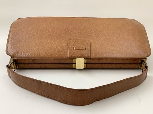 Bolso de Mano Vintage Años 1940 Piel de Cerdo Bronceado Cuero Con Revestimiento de Gamuza y Espejo - Imagen 8 de 22