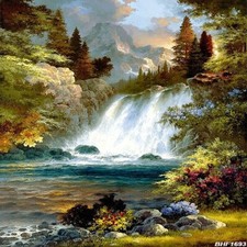 10'x10' Waterfall Computer-painted Season Scenic background backdrop BHF1693
