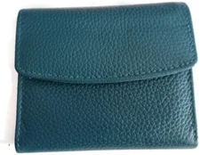 Buxton Teal  Genuine Leather Exterior Mini Wallet 4" x 3"