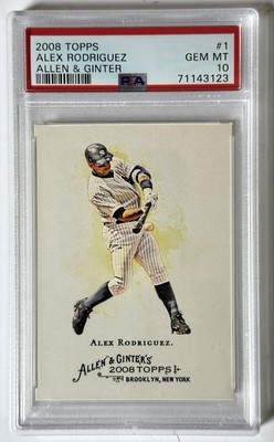 2008 TOPPS ALLEN & GINTER #1 Alex Rodriguez New York Yankees PSA 