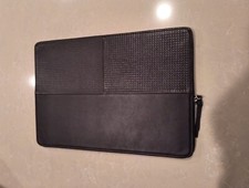 Premium Collection By Caison, Genuine Leather Portfolio Laptop Case Black
