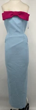 THE NEW ARRIVALS ILKYAZ OZEL Light Blue Eléa BowCrepe Strapless MAxi Dress ~34/2