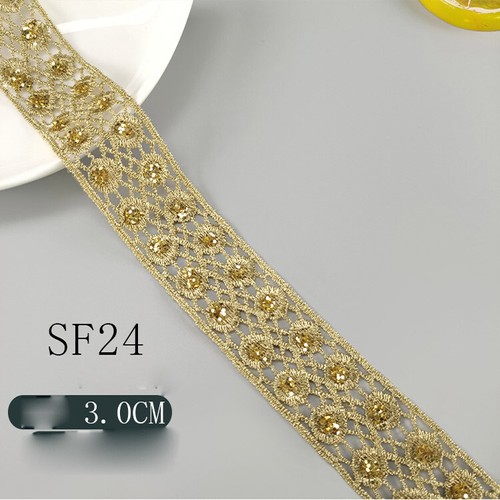 Vintage Style Glitter Gold Embroidery Lace Trim Ribbon DIY Sewing Decor Edging - Picture 17 of 28