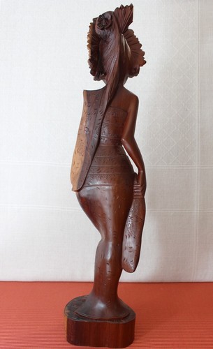 Vintage Hand Carved Balinese Lady Wood Sculpture Indonesia - Picture 3 of 18