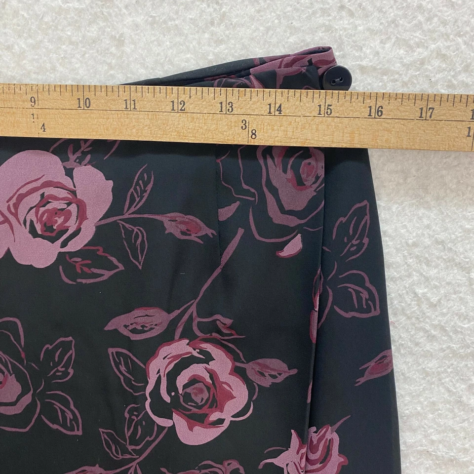 Falda envolvente de poliéster Geoffrey Beene Sport para mujer talla 10 negra rosa floral rosa Foto 4 de 4