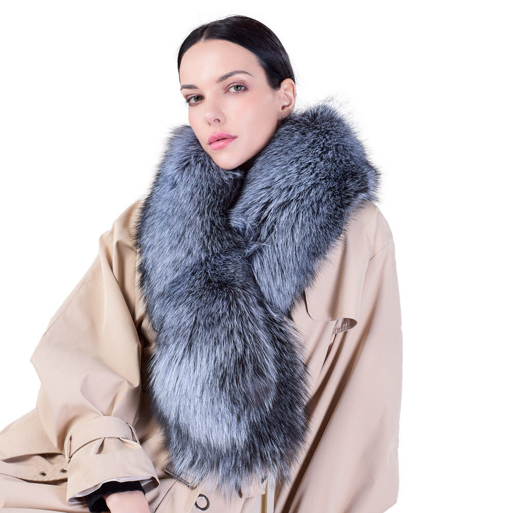 Women's Winter Large Fox Fur Wraps Collar Shawl Warm Thicken Neckerchief  Scarves