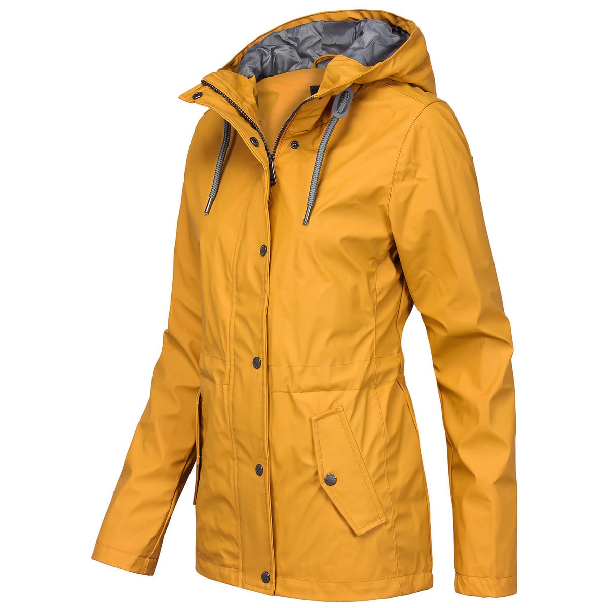 ODYSSEE Damen Regen Mantel Jacke Parka mit Kapuze Tunnelzug Kurzmantel  Outdoor