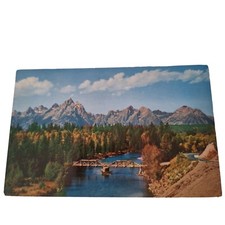 Postcard Grand Teton Range Jackson Hole Wyoming Chrome Posted