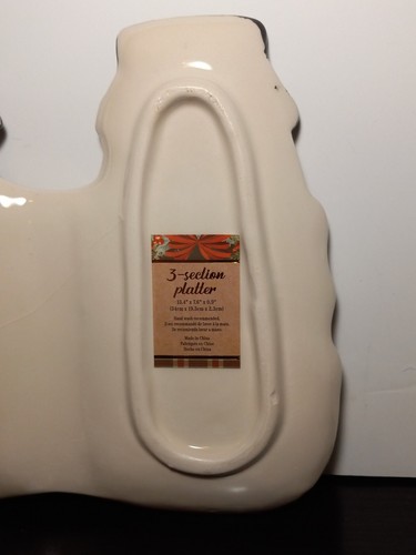 SNOWMAN Ceramic 3 section server spoon rest Christmas Home Essentials NEW RARE - Picture 16 of 23