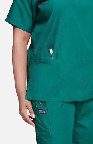 NEW Cherokee V-Neck Scrub 2 Pocket Hunter Green Scrub Top Womens Size XL - Picture 4 of 12