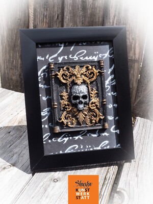 Momento Mori bilde aus beton - hand made, Gothic Der Schädel.