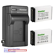 Kastar LP-E17H Battery AC Wall Charger for Canon EOS R100 Mirrorless Camera