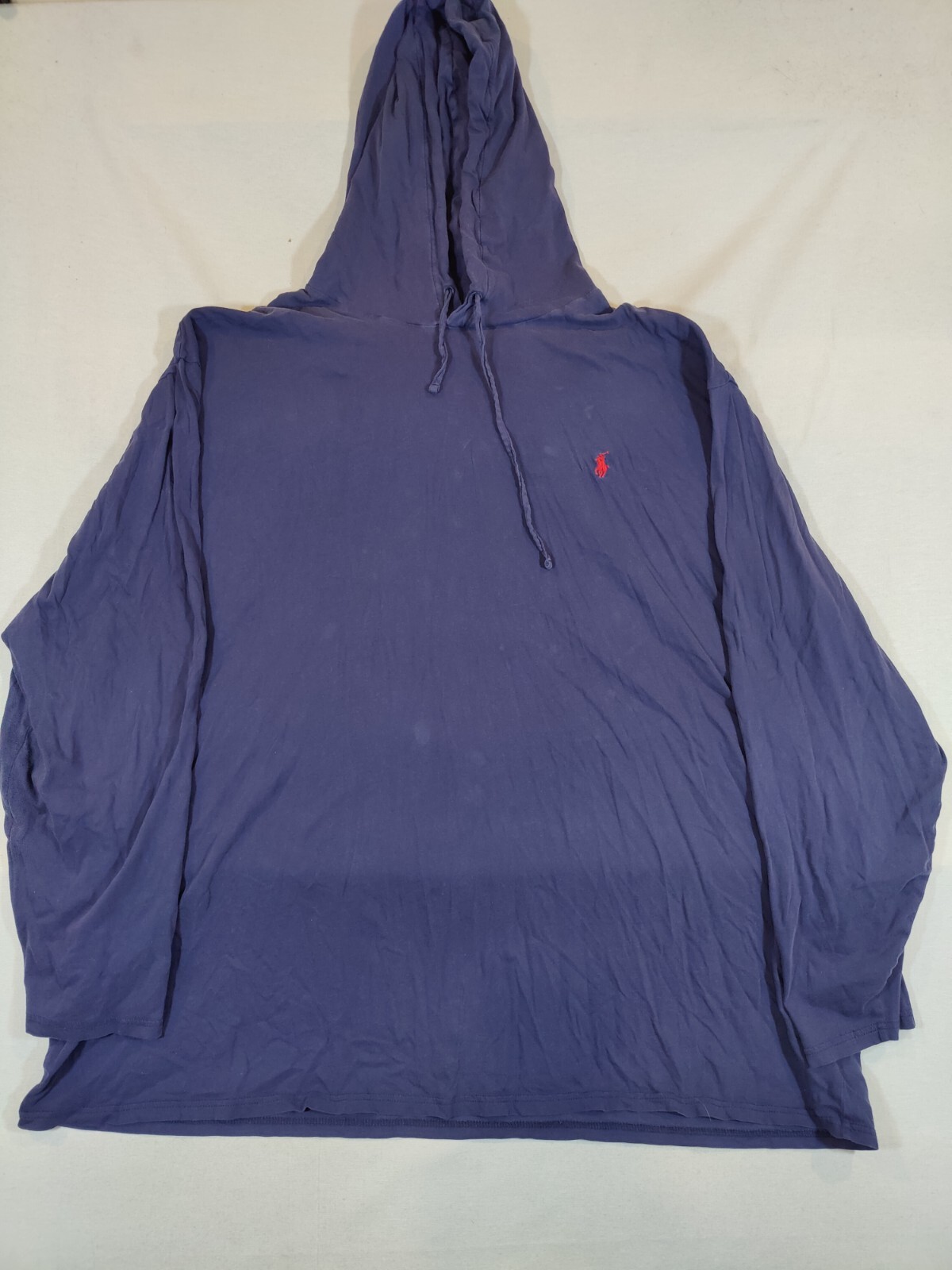 Polo Ralph Lauren Felpa con Cappuccio Uomo 4XLT Pullover Manica Lunga Pony Blu 100% Cotone