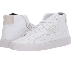 adidas originals sleek mid top sneakers in white and gray
