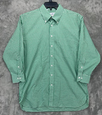 Ben Silver Charleston Men's Dress Shirt 16.5x32 Green White Gingham Long Sleeve