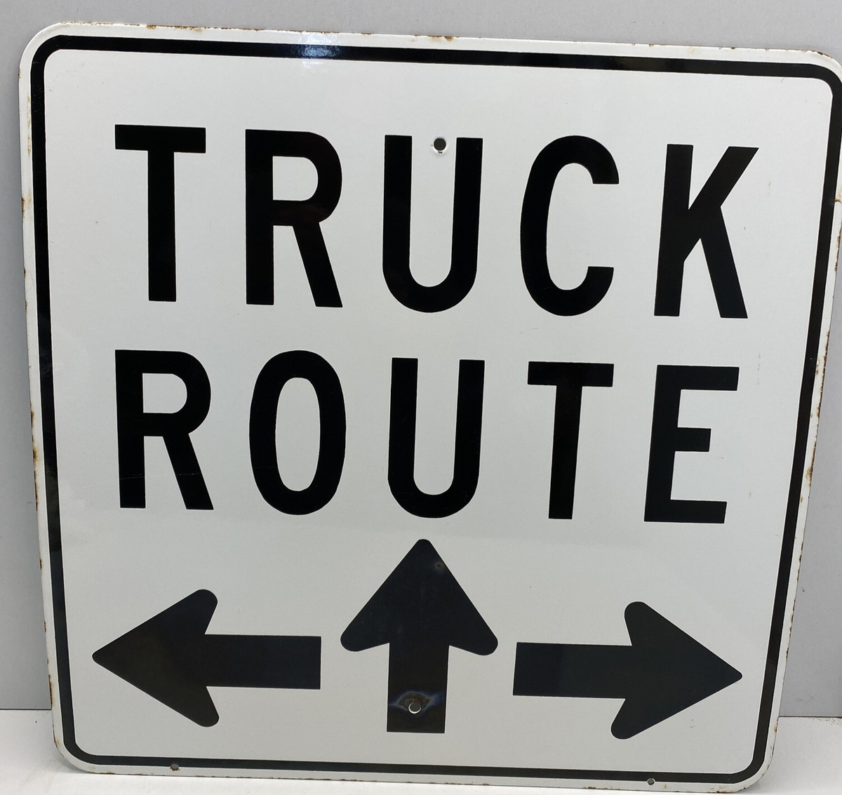 VINTAGE NICE LARGE PORCELAIN TRUCK ROUTE SIGN 24” X 24” | eBay