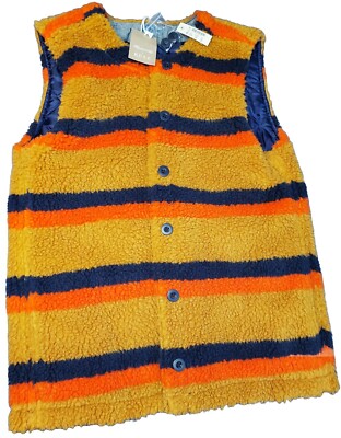 NWT Madwell X Kule Women's M Reversible Orange Blue Stripped Quilted Sherpa Vest