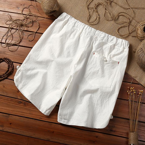 Men Cotton Linen Shorts Summer Beach Casual Drawstring Loose Short Pants Elastic - Picture 13 of 23